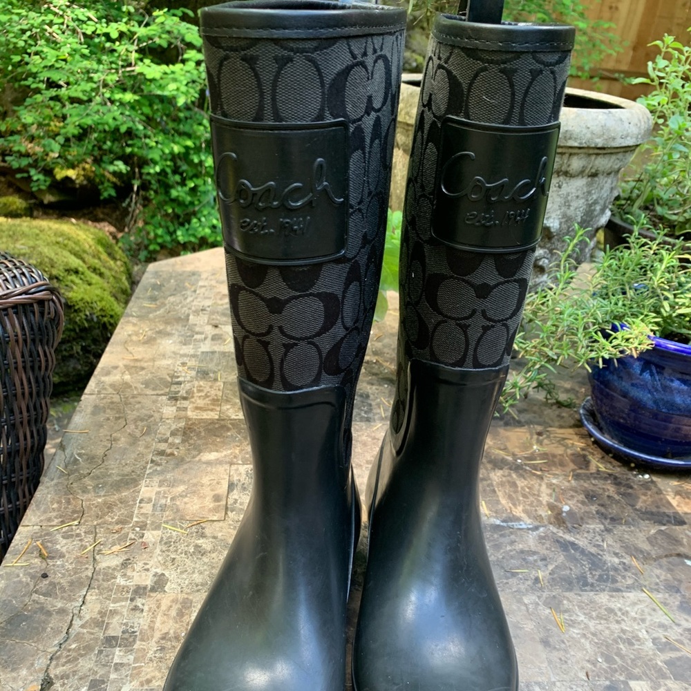 Coach rain boots 8.5/9 US EU 39 Black logo